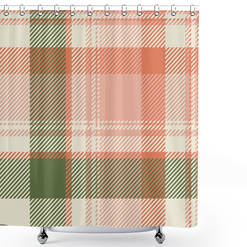 Personality  Stylish Diagonal Plaid Pattern In Muted Coral, Sage Green, And Cream.  Perfect For Textile Design, Fall Fashion, Or Website Backgrounds.  Creates A Calm Yet Modern Aesthetic. Shower Curtains