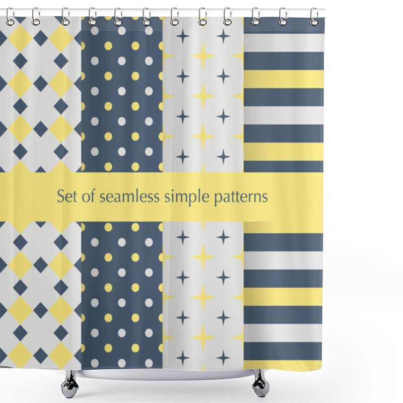 Personality  Seamless Ancstract Geometry Pattern With Stars, Squares, Dots An Shower Curtains