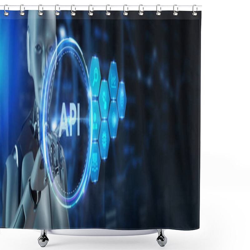 Personality  API - Application Programming Interface. Software Development Tool. Business, Modern Technology, Internet And Networking Concept. 3d Render Shower Curtains