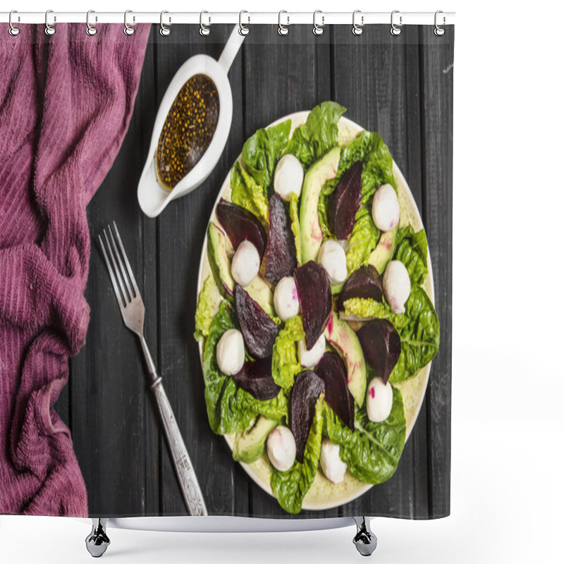 Personality  Avocado Salad With Romano Mini Mozzarella And Beetroot Shower Curtains