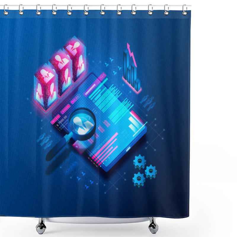 Personality  Human Resources Management Applications And Human Capital Management Software - HCM - Technologies That Help Businesses Manage Employees - 3D Illustration Shower Curtains