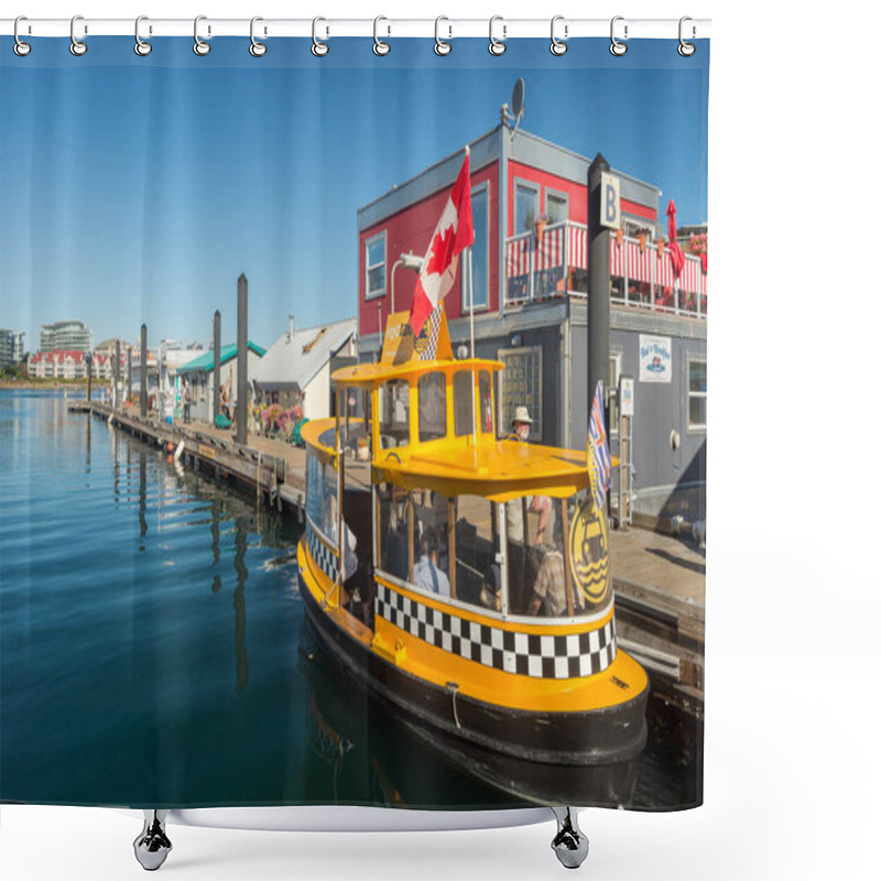 Personality  Victoria, BC, Canada - 11 September 2017: Water Taxi At Fisherman's Wharf Shower Curtains