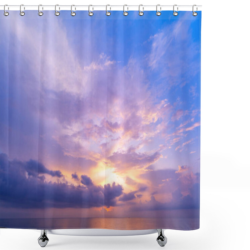 Personality  Landscape Long Exposure Of Majestic Clouds In The Sky Sunset Or Sunrise Over Sea With Reflection In The Tropical Sea Beautiful Seascape Scenery Amazing Light Of Nature Sunset Shower Curtains