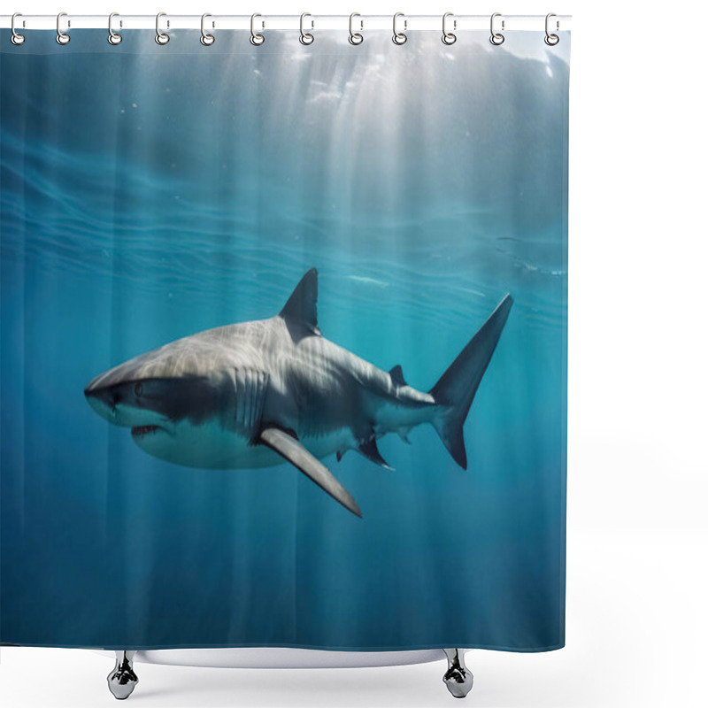 Personality  A Big Shark In The Shallow Water Of The Ocean Shower Curtains