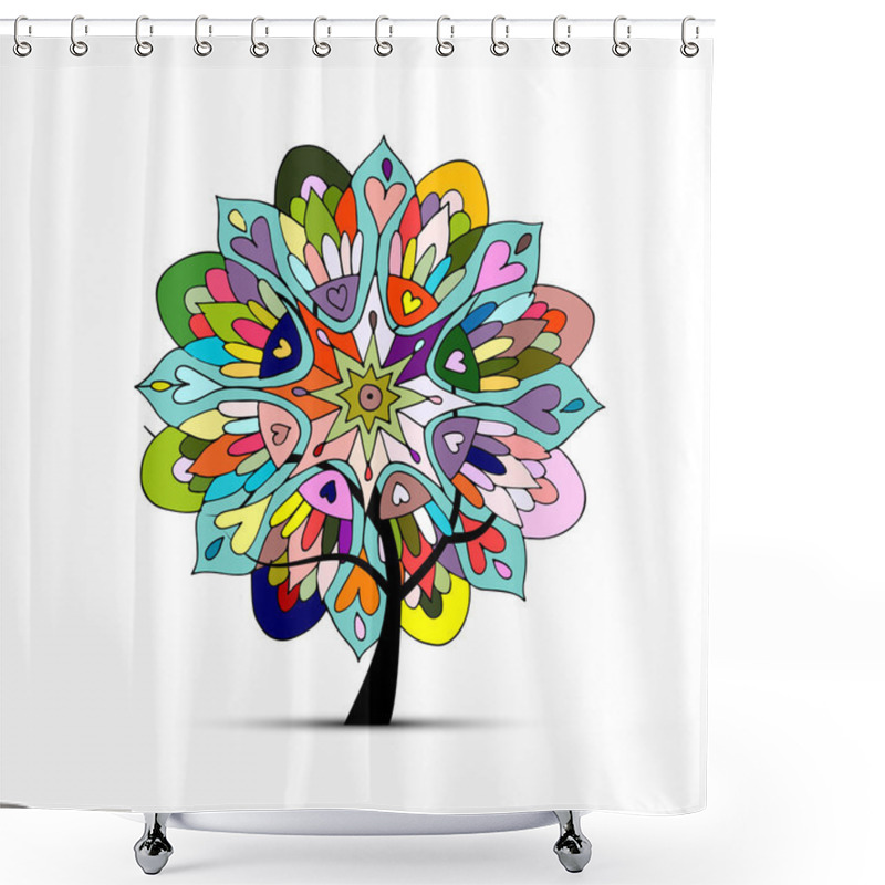 Personality  Mandala Tree, Floral Sketch For Your Design Shower Curtains