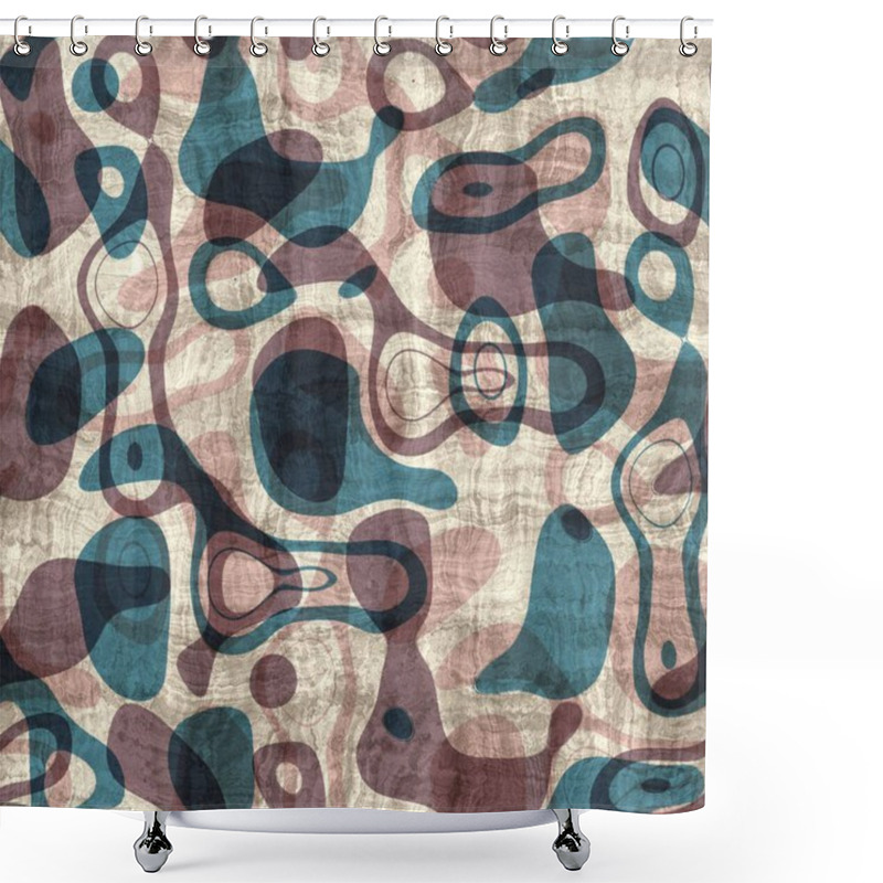 Personality  Seamless Blue Pink Cream And Navy Surface Pattern Shower Curtains