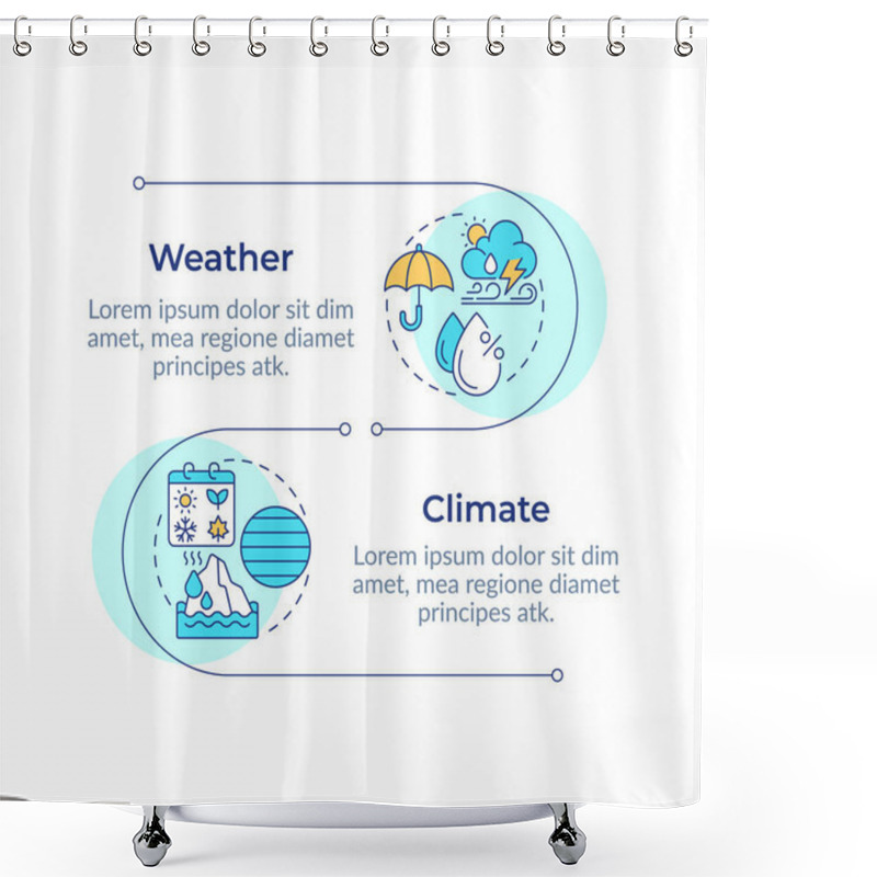 Personality  Climate Vs Weather Infographic Design Template. Long And Short Term Atmospheric Phenomena. Data Visualization 2 Options. Process Vertical Flow Chart. Montserrat SemiBold, Lato Regular Fonts Used Shower Curtains