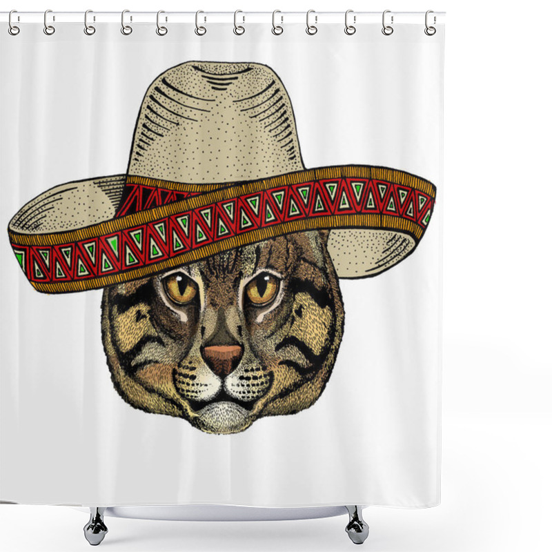 Personality  Wild Fishing Cat Portrait. Animal Face. Shower Curtains