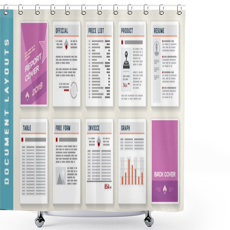 Personality  Document Report Layout Templates Set Shower Curtains