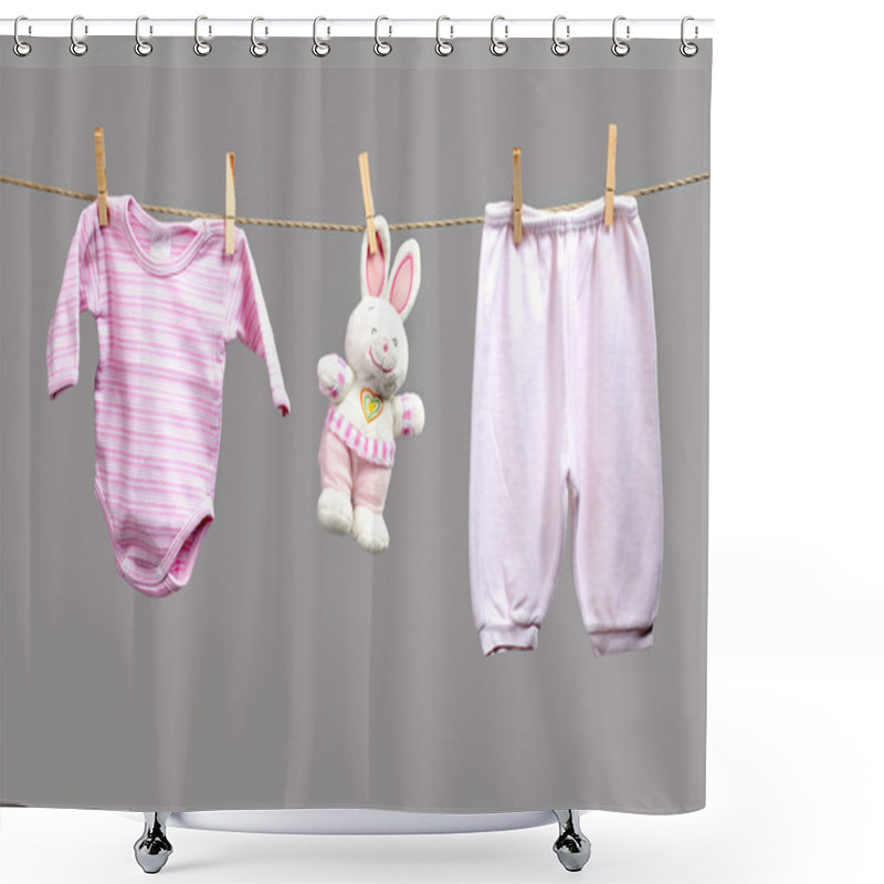 Personality  Baby Girl Y Clothes On The Clothesline Shower Curtains