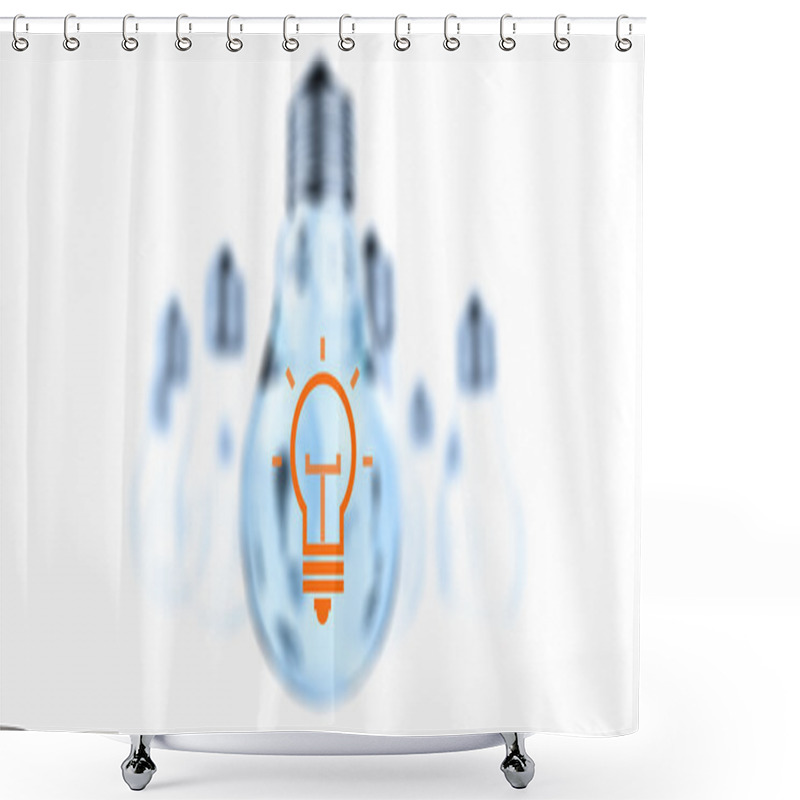 Personality  Creative Idea And Leadership Concept Light Bulb Shower Curtains