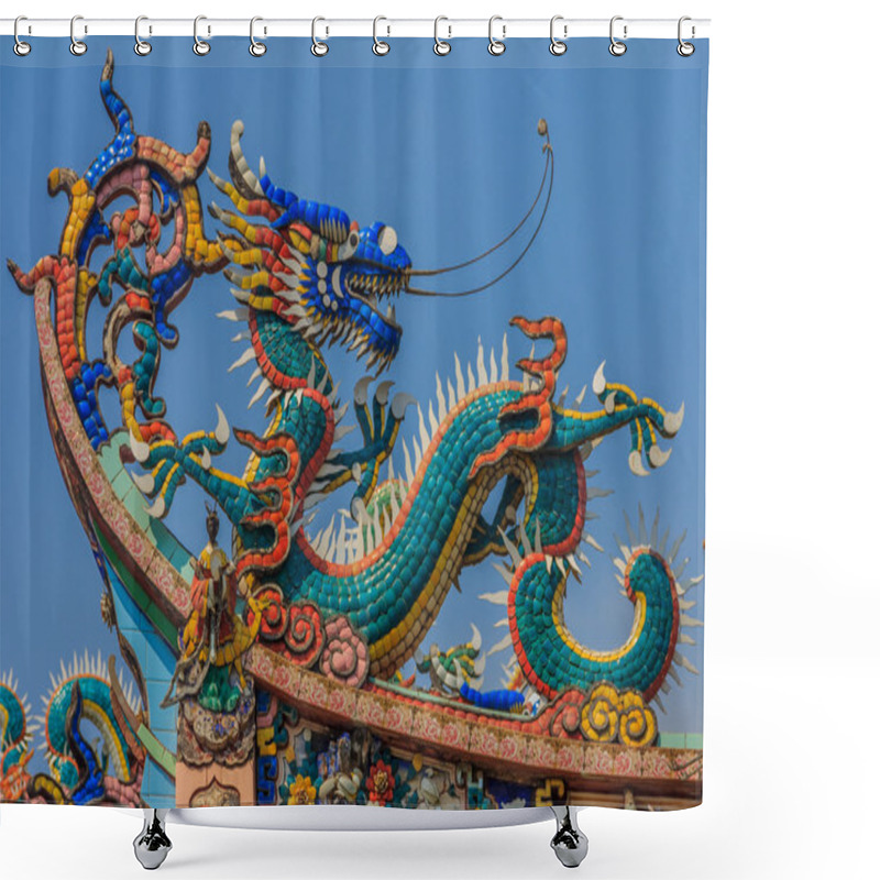 Personality  Dragon Temple Roof Decoration Shower Curtains