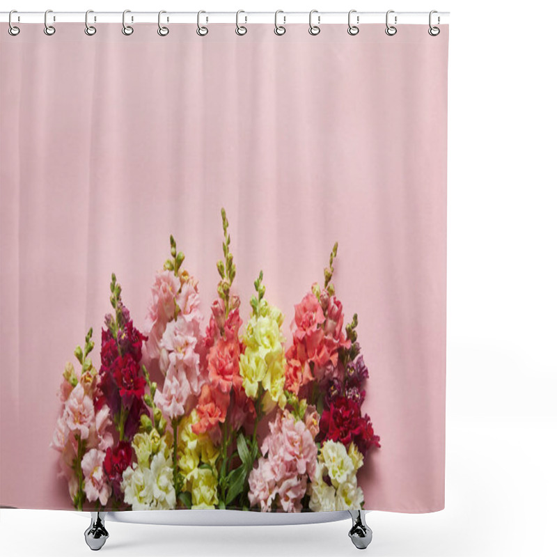 Personality  Beautiful Fresh Blooming Decorative Gladioli Flowers On Pink Background  Shower Curtains