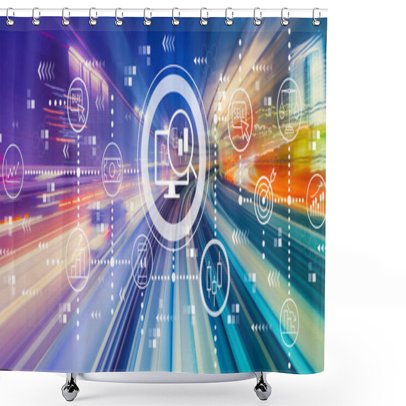 Personality  Stock Trading Concept With High Speed Motion Blur Shower Curtains