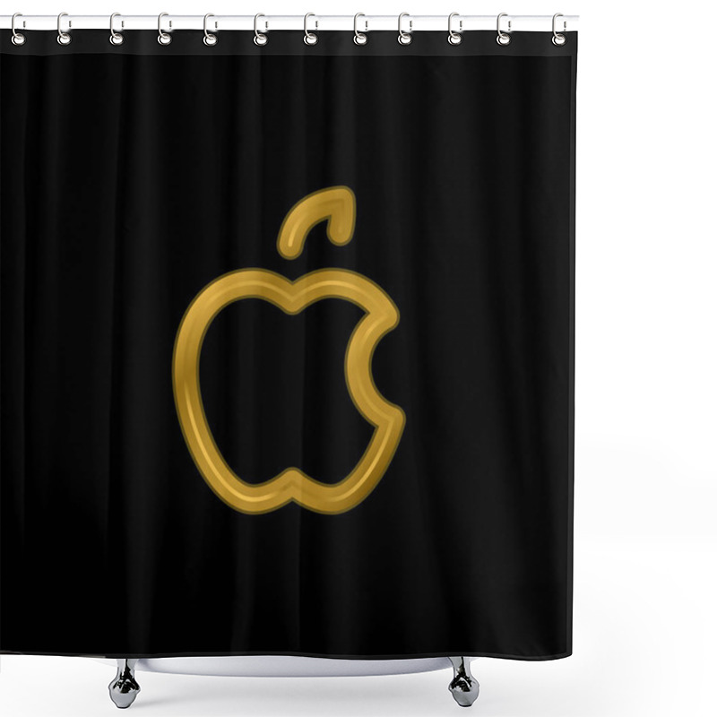 Personality  Apple Logo Gold Plated Metalic Icon Or Logo Vector Shower Curtains