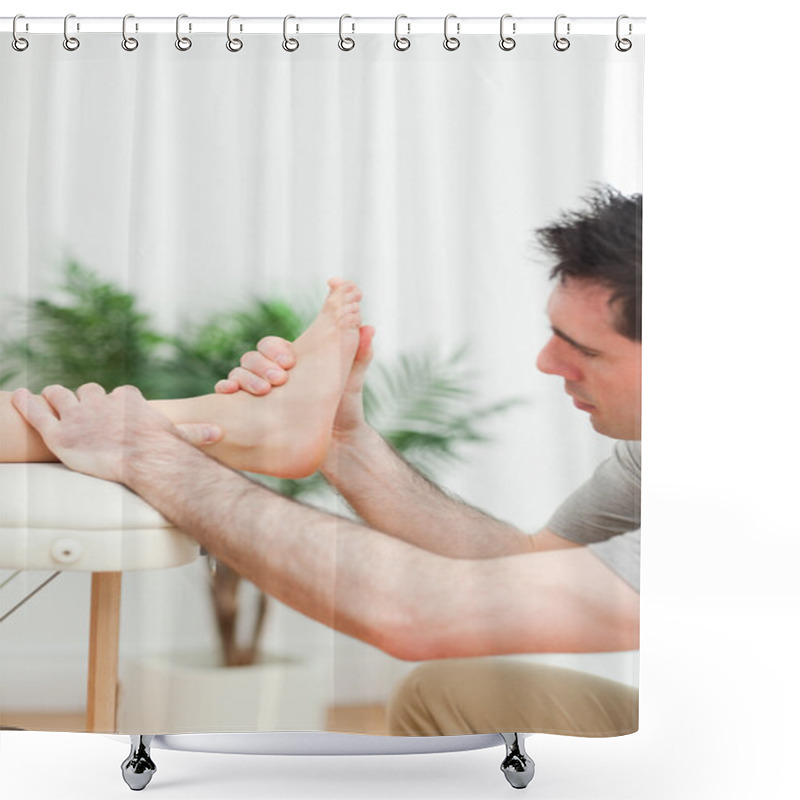 Personality  Close Up Of A Physiotherapist Massaging A Foot Shower Curtains