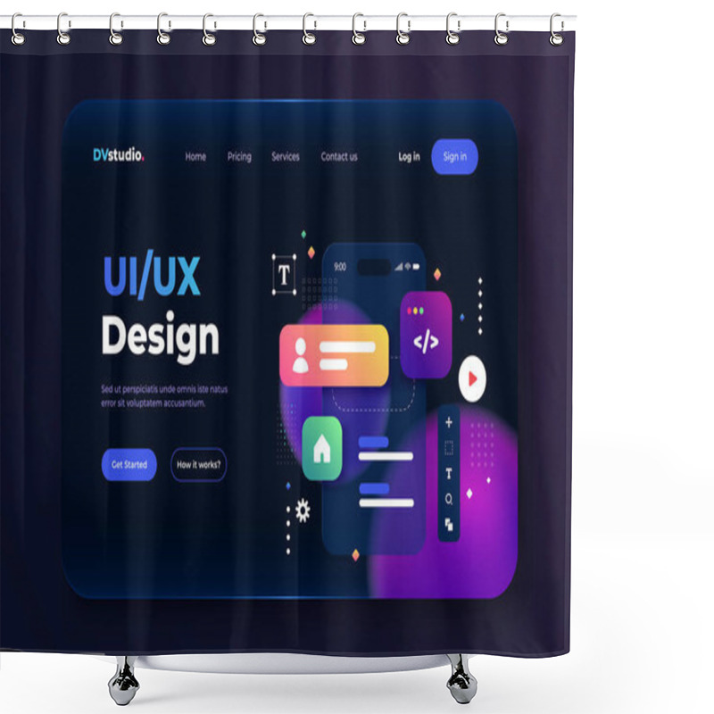 Personality  Modern 3d Design Concept Of Ui Design For Website And Mobile Website. Landing Page Template. Easy To Edit And Customize. Vector Illustration Shower Curtains