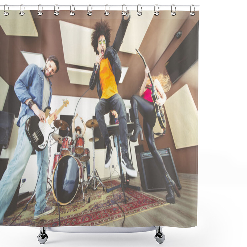 Personality  Rock Band Playing Hard Rock Shower Curtains