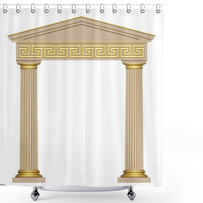 Personality  3D Ancient Door With Two Columns Isolated On White Background Shower Curtains