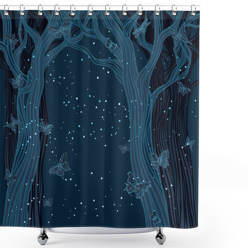 Personality  Trees, Stars And Butterflies Shower Curtains