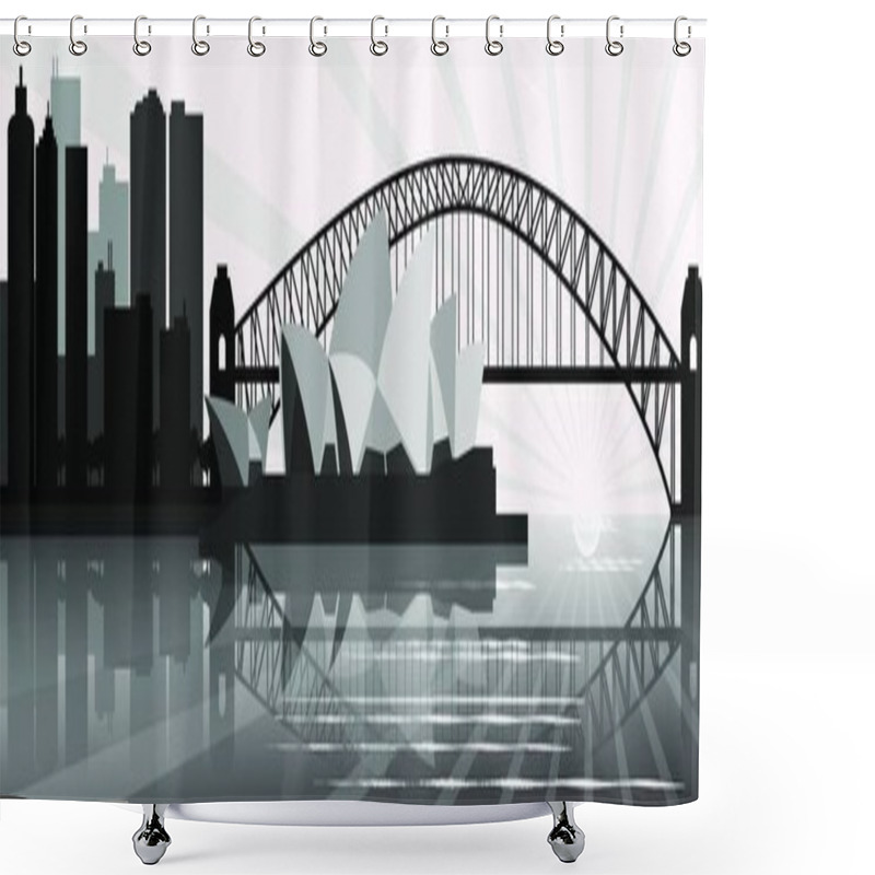 Personality  Illustration Of The Sydney Skyline - Harbor Bridge, Buildings, Sydney Opera House Shower Curtains