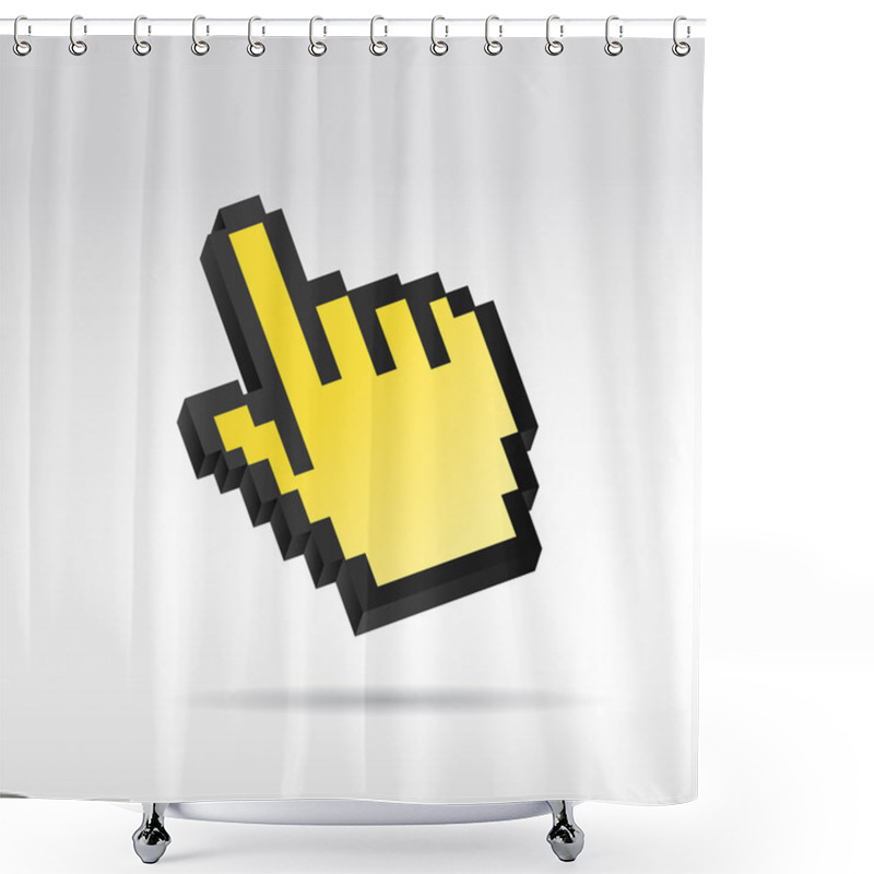 Personality  Yellow Pixel 3D Vector Mouse Cursor Hand Shower Curtains