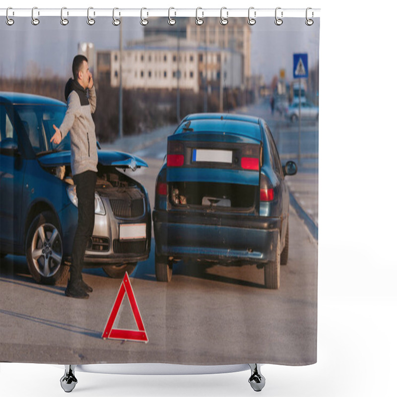 Personality  Driver Is Shocked After Car Wreck Shower Curtains