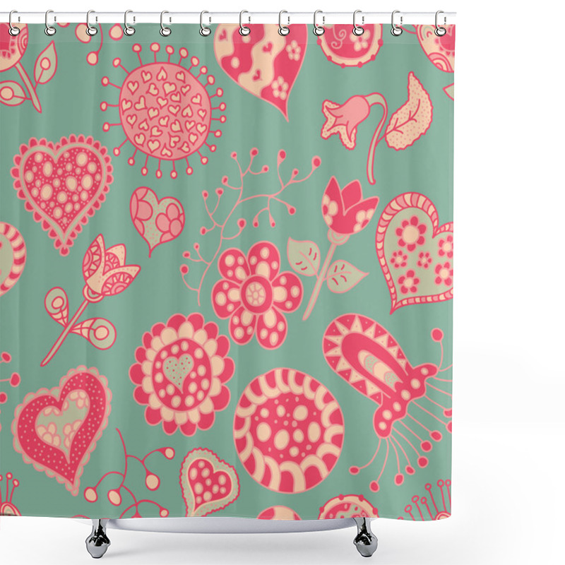 Personality  Heart Seamless Pattern Shower Curtains