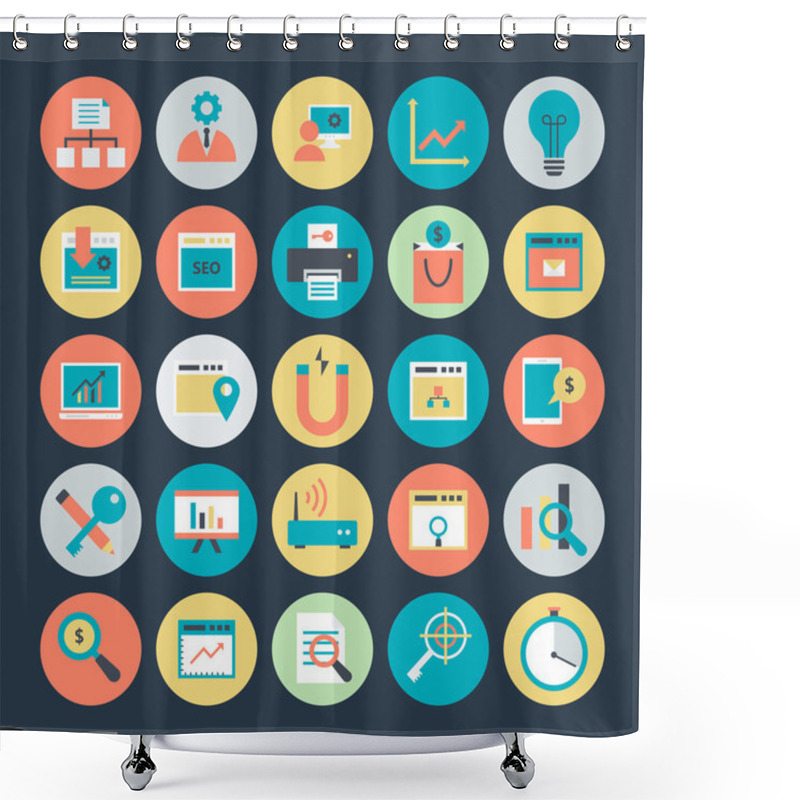 Personality  Internet Marketing And Web Optimization Vector Icons  3 Shower Curtains