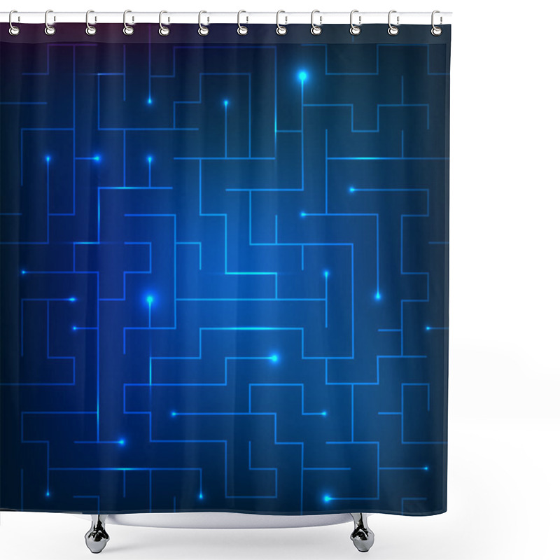 Personality  Vector Illustration Of Blue Maze Shower Curtains