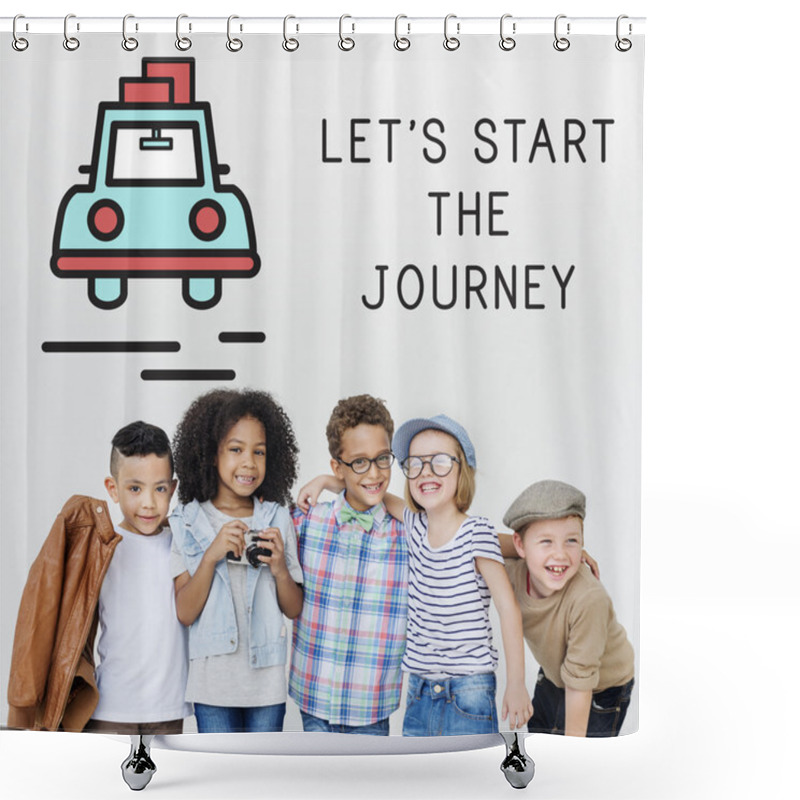 Personality  Sincere Joyful Kids Playing Together Shower Curtains