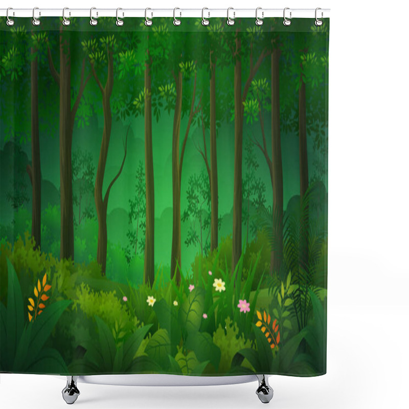 Personality  Wild Jungle Tropical Forest Nature Landscape With Green Bushes, Foliage And Exotic Plants Shower Curtains