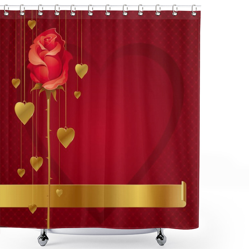 Personality  Valentines Illustration With Rose Shower Curtains