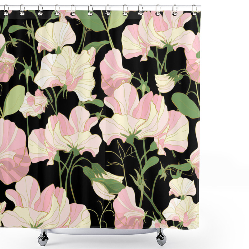 Personality  Pretty Floral Pattern With Flowers Of Sweet Peas. Shower Curtains