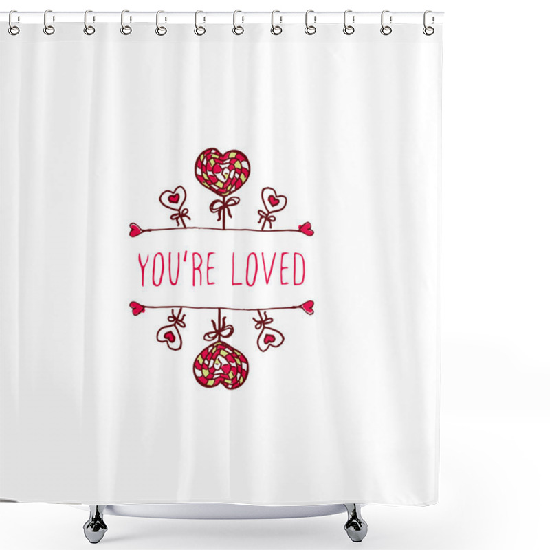 Personality  Vector Handdrawn Badge For Saint Valentines Day Shower Curtains