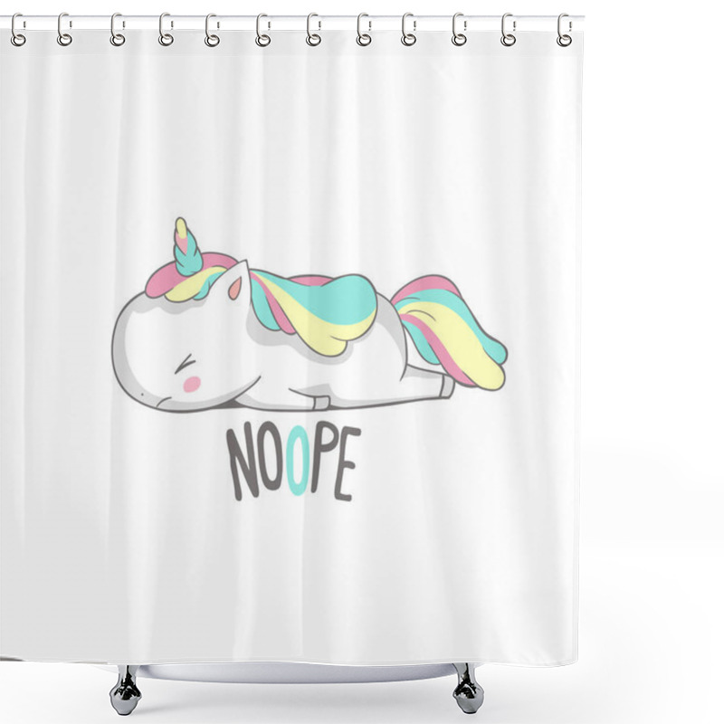 Personality  Angry Sad Unicorn Lies Say Nope Poster Design Shower Curtains