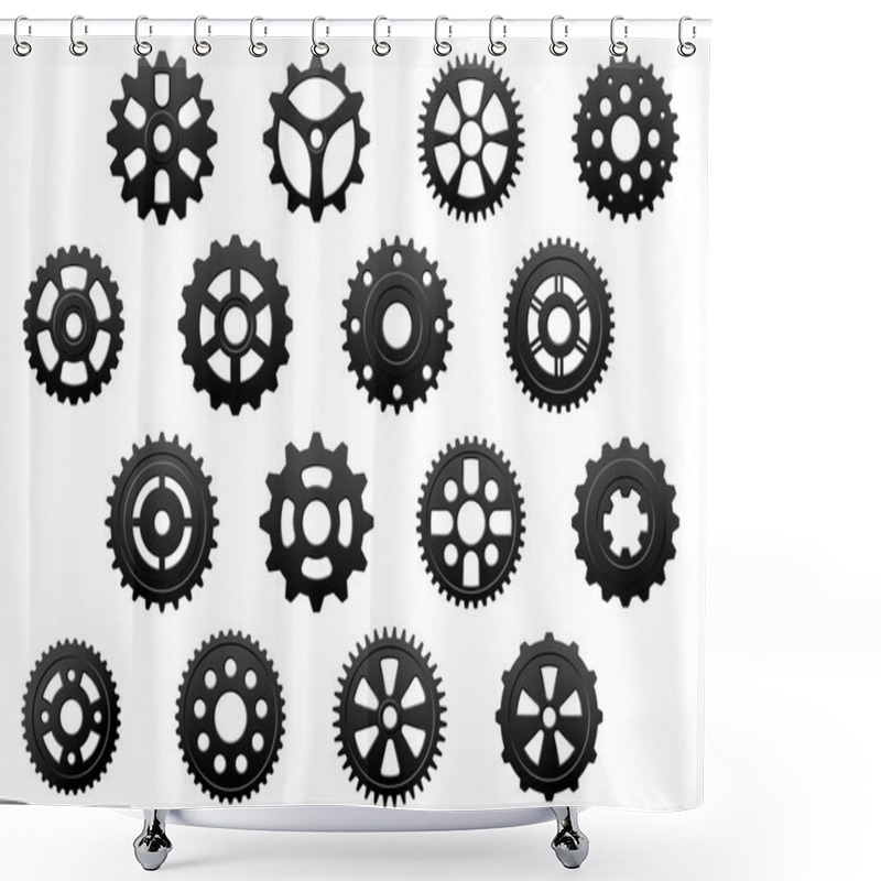 Personality  Gears And Pinions Silhouettes Set Shower Curtains