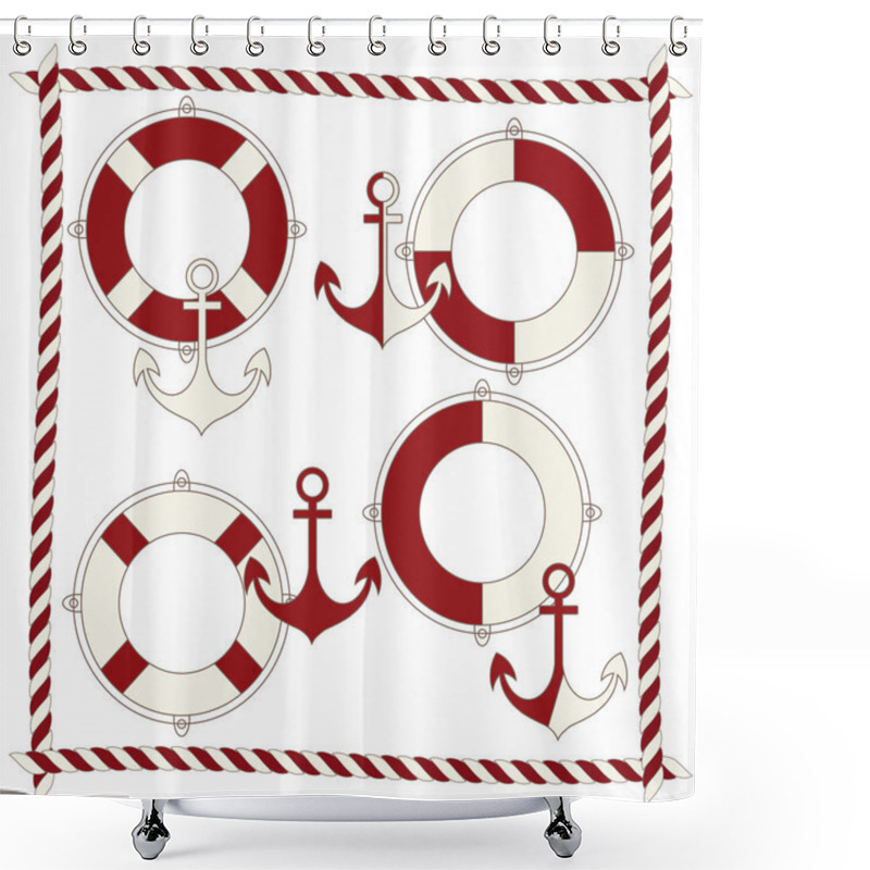 Personality  Anchor And Lifebuoy Shower Curtains