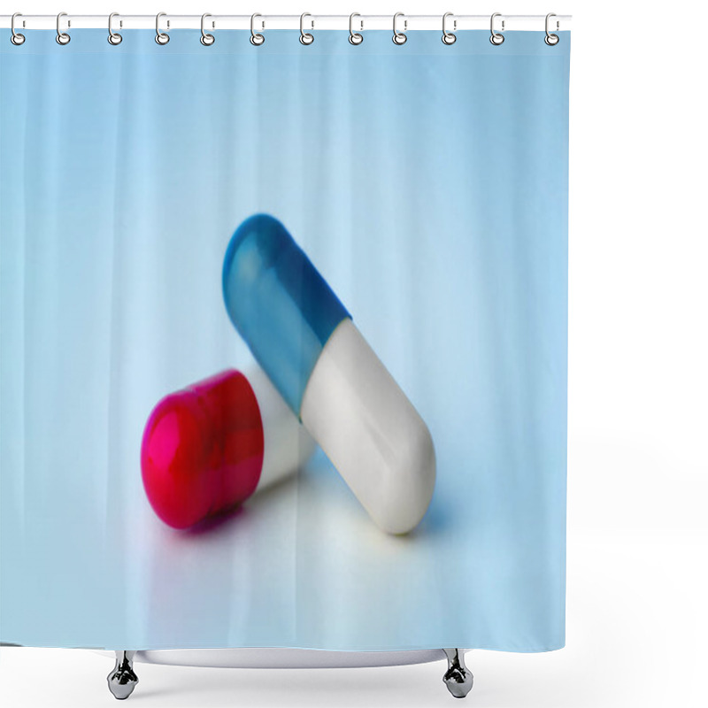 Personality  Medical Healthcare Pills Isolated On A Background  Shower Curtains