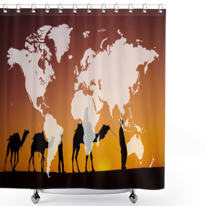 Personality  World Global With Camels Shower Curtains