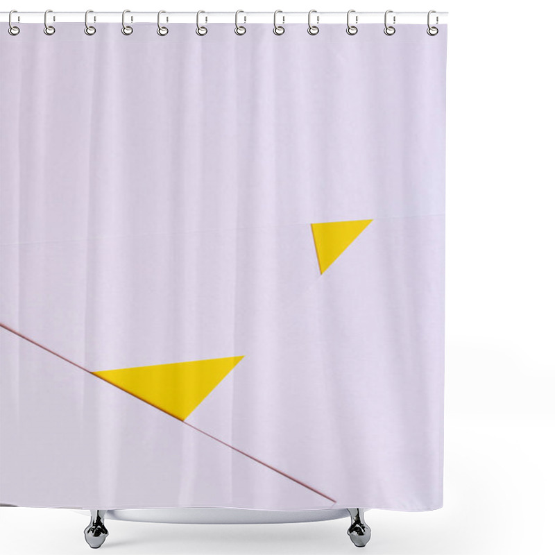 Personality  Geometric Background With Lavender Paper Sheets And Yellow Triangles Shower Curtains