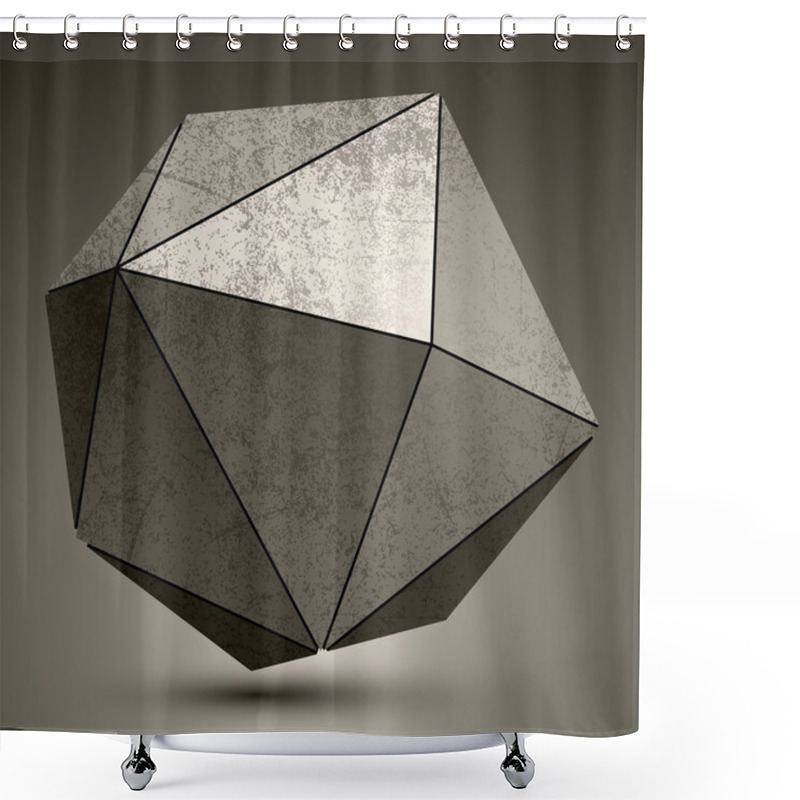 Personality  Grunge Metallic3d Spherical Object Created From Triangles, Futur Shower Curtains