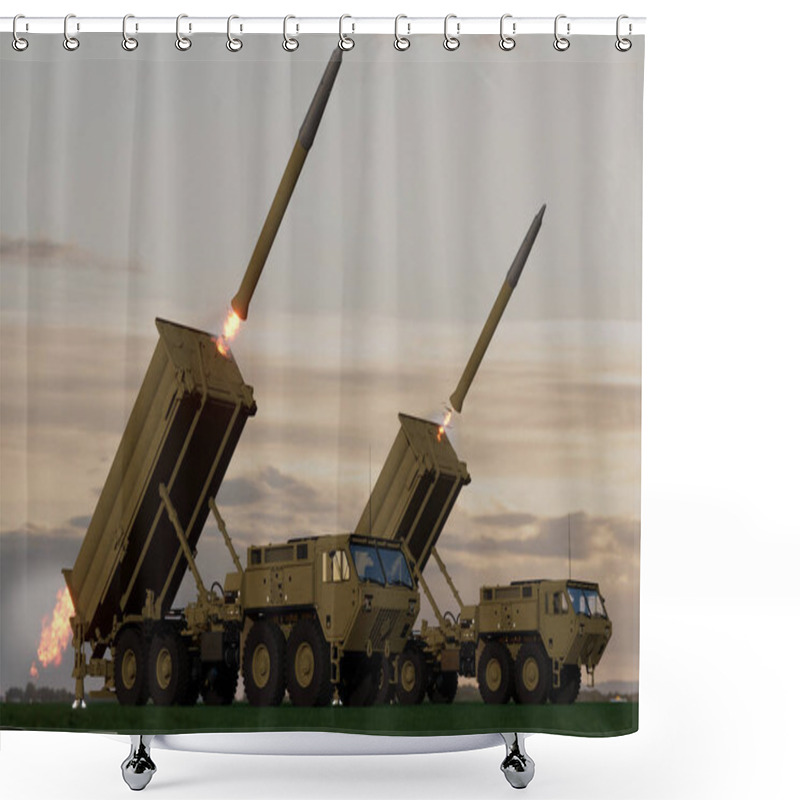 Personality  Long-range Air And Missile Defence System In Firing Mode Shower Curtains