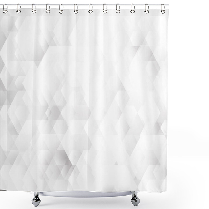 Personality  Abstract White And Gray Geometric Hexagons Shapes Overlapping Background. Vector Illustration Shower Curtains