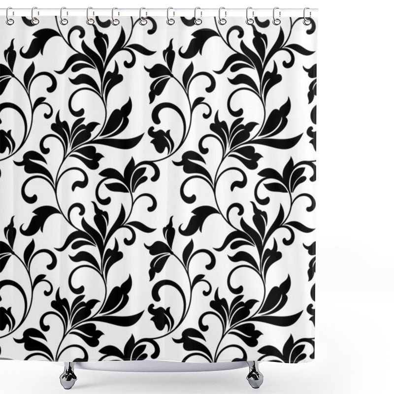 Personality  Elegant Seamless Pattern With Classic Tracery On A White Background Shower Curtains