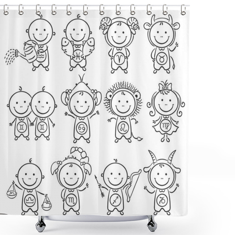 Personality  Zodiac Signs As Little Kids Shower Curtains