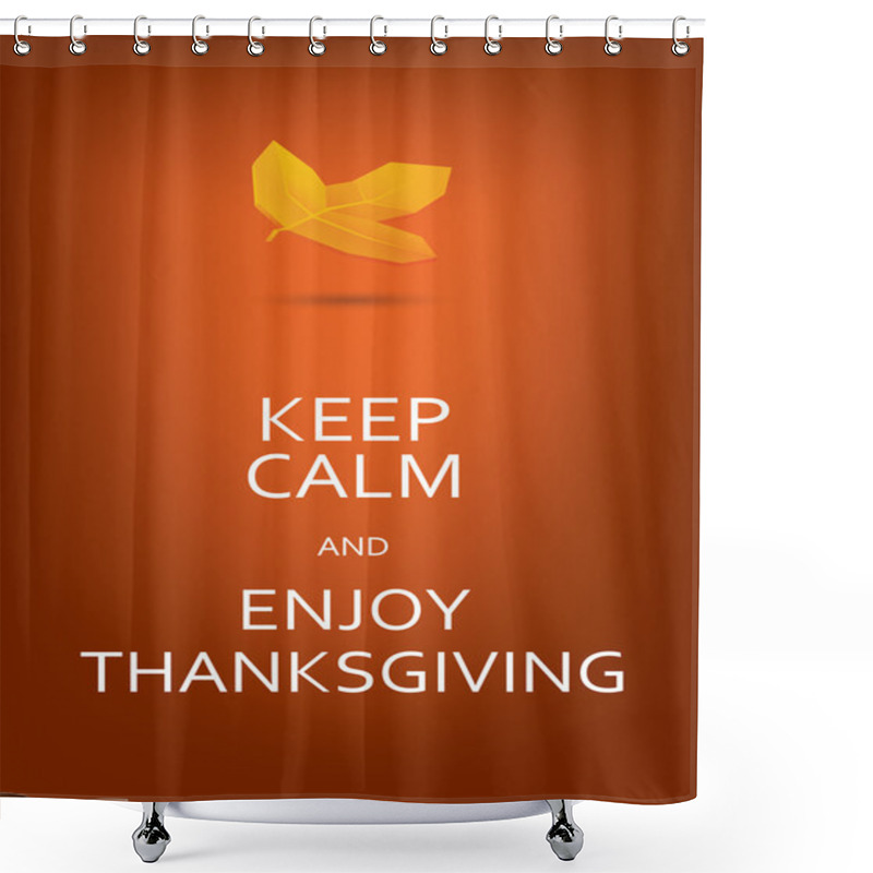 Personality  Funny Thanksgiving Card Template With Message. American Holiday Poster Concept. Polygonal 3d Maple Leaf Symbol. Shower Curtains