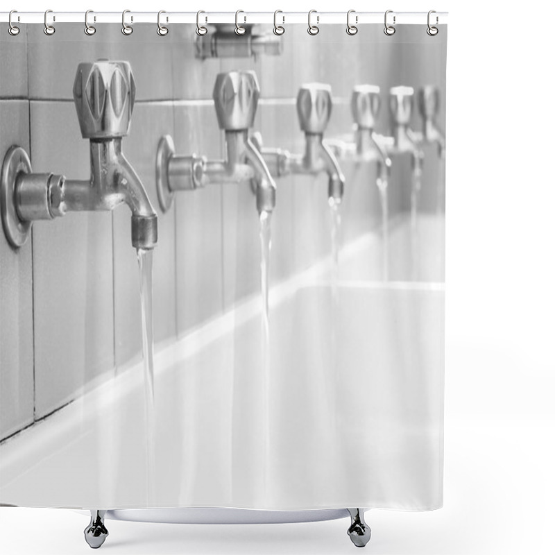 Personality  Steel Taps Into A Large Bathroom In The Community Shower Curtains