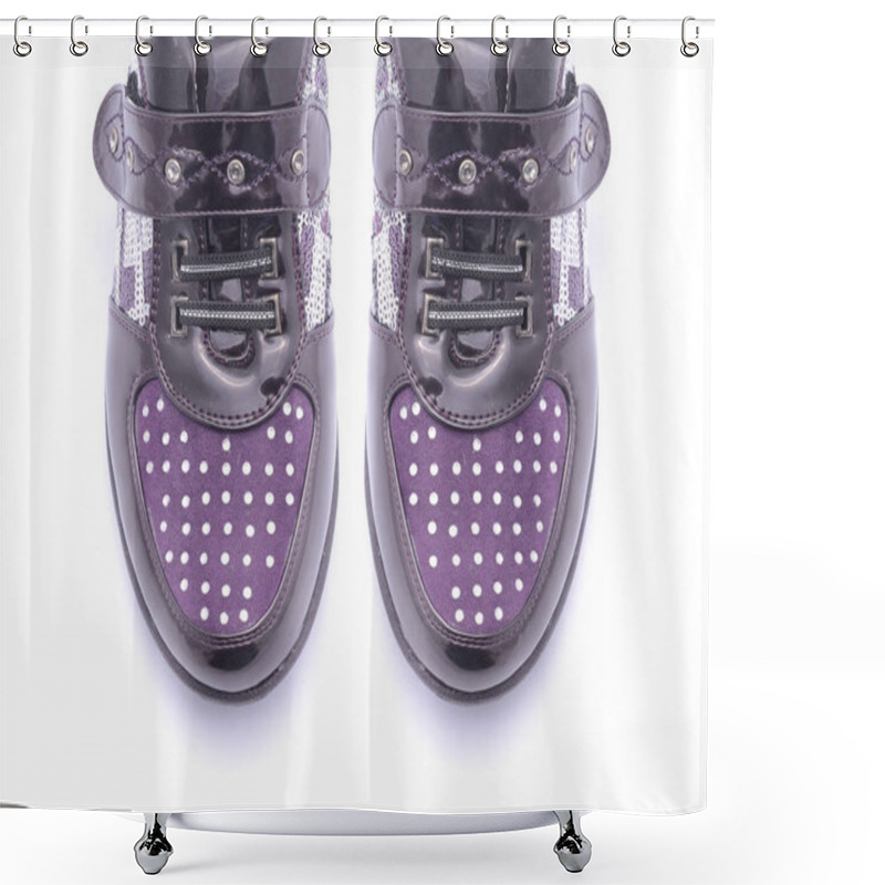 Personality  Purple Sneakers Isolated On White Shower Curtains