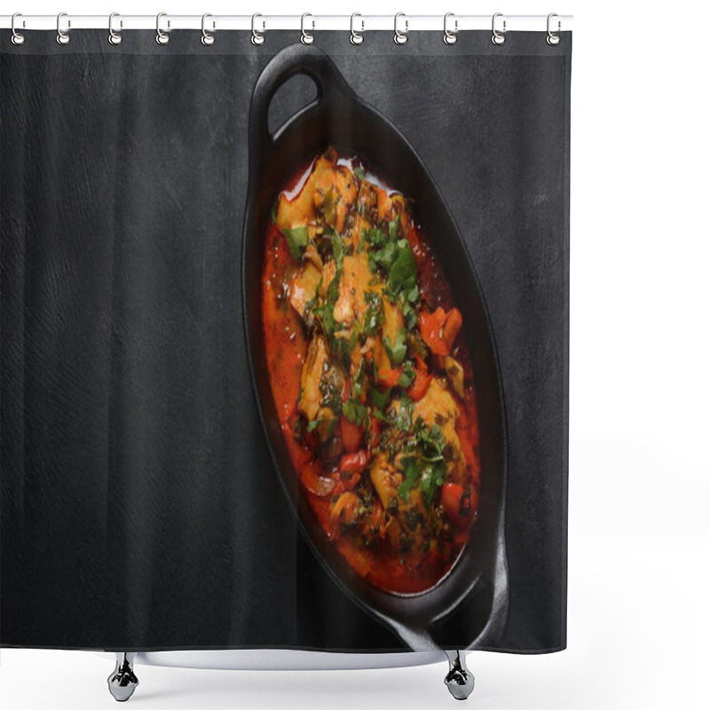 Personality  Moroccan Fish  With Chermoula, Red Peppers And Preserved Lemon. Spicy Traditional  Moroccan Food Shower Curtains